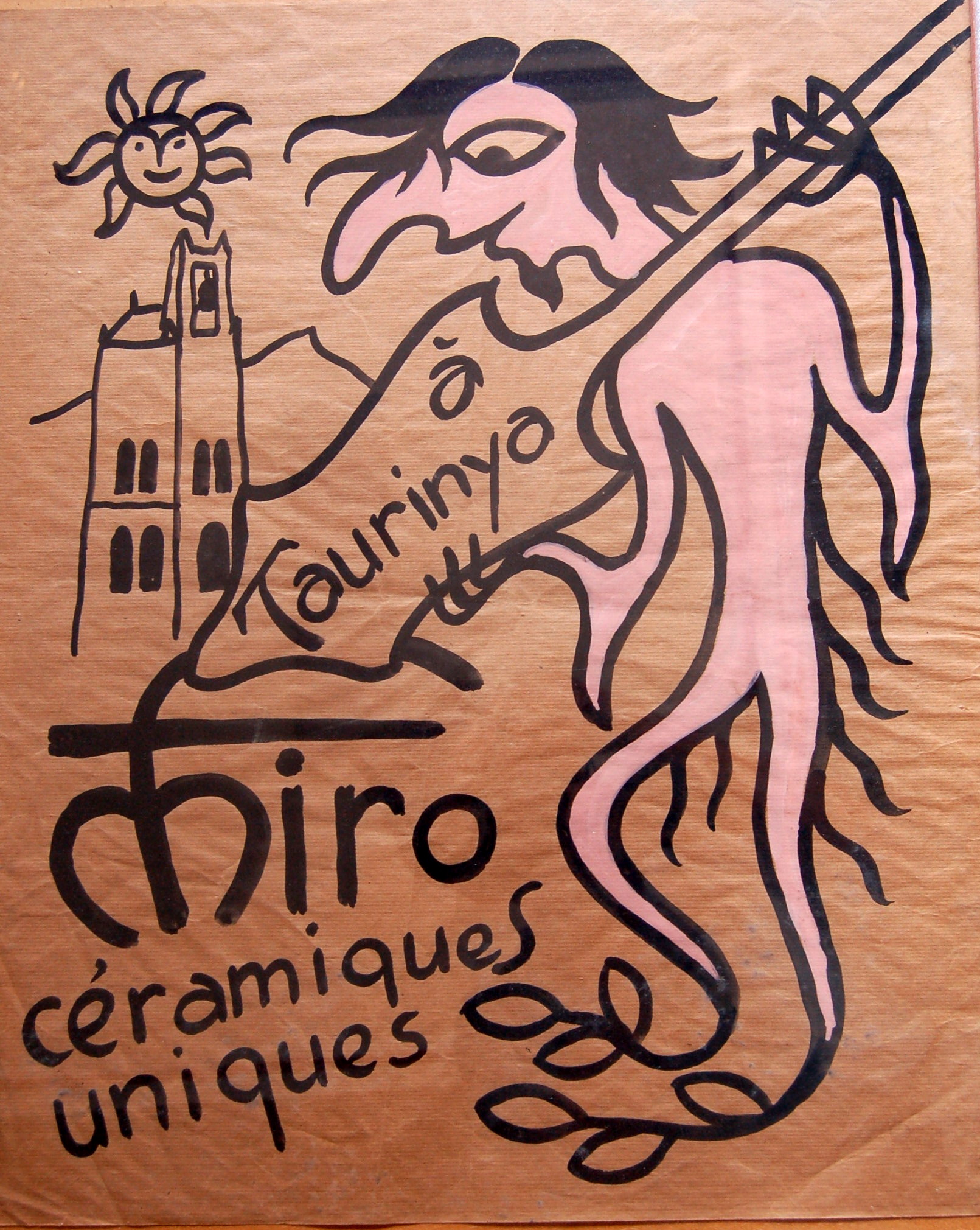 FRANÇOIS MIRÓ (1907-1998) dessin aquarellé ceramiques Taurinya Pyrénées Orientales