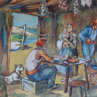 Etienne GONY (1911-1975) La cabane du pêcheur 1948